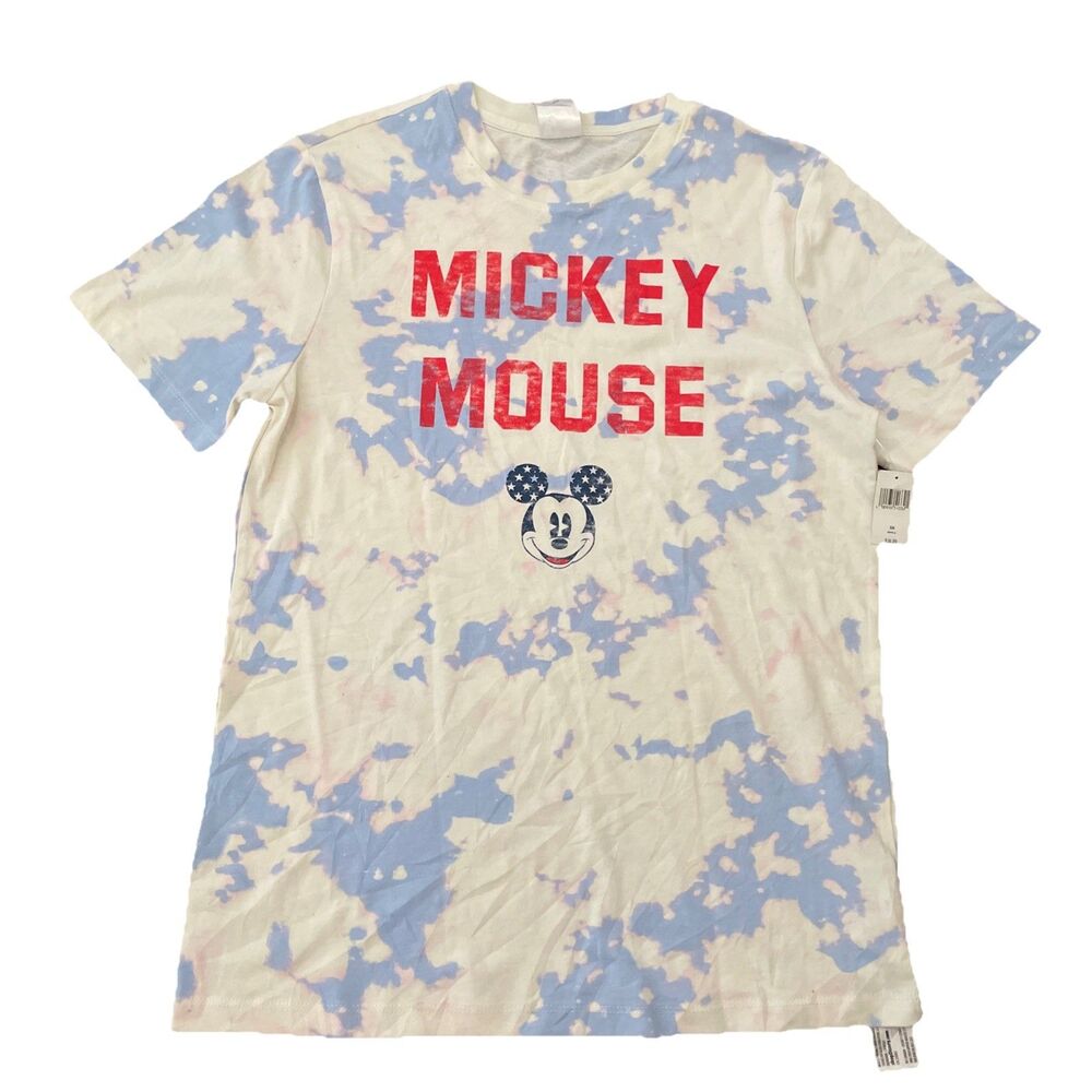 Disney Parks Mickey Mouse Americana Tie-Dye T-Shirt Adult Size Small NWT